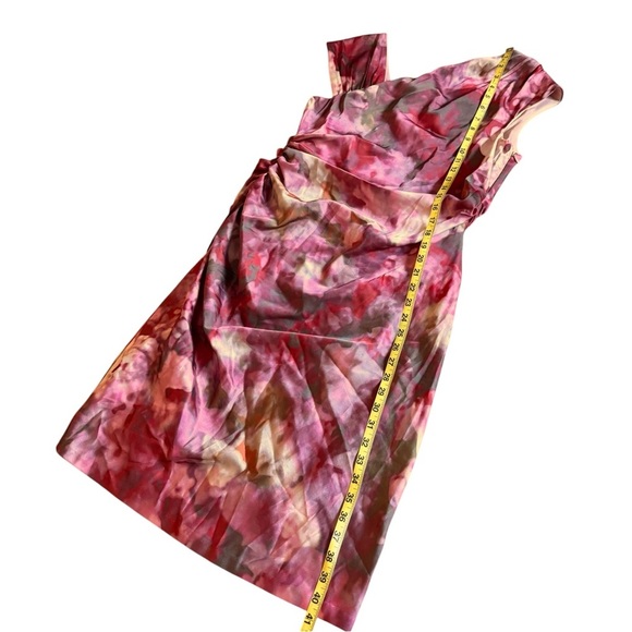 Vera Wang Red Pinks Multicolor Dress V Neck Unequal Sleeve Size 14 Wedding MOB - Picture 3 of 6